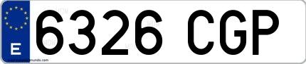 Ejemplo de matrícula española 6326 CGP