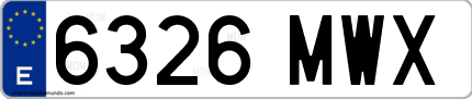 Ejemplo de matrícula de coche ordinaria 6326 MWX
