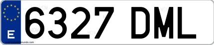 Ejemplo de matrícula española 6327 DML