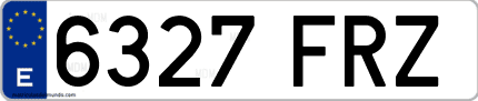 Ejemplo de matrícula de coche ordinaria 6327 FRZ