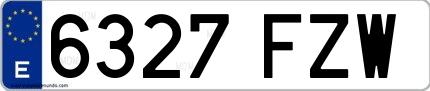 Ejemplo de matrícula española 6327 FZW