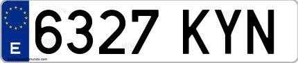 Ejemplo de matrícula española 6327 KYN