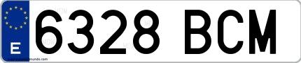 Ejemplo de matrícula española 6328 BCM