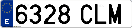 Ejemplo de matrícula de coche ordinaria 6328 CLM
