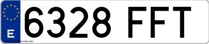 Ejemplo de matrícula española 6328 FFT