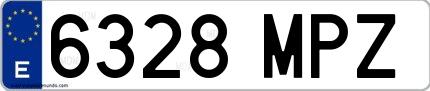 Ejemplo de matrícula española 6328 MPZ
