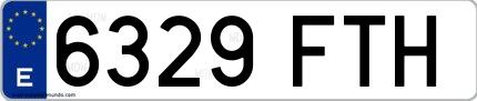 Ejemplo de matrícula española 6329 FTH
