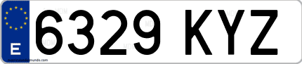 Ejemplo de matrícula de coche ordinaria 6329 KYZ
