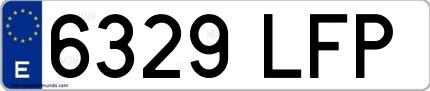 Ejemplo de matrícula de coche ordinaria 6329 LFP