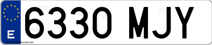 Ejemplo de matrícula de coche ordinaria 6330 MJY