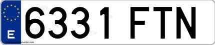 Ejemplo de matrícula española 6331 FTN