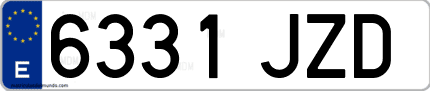 Ejemplo de matrícula de coche ordinaria 6331 JZD