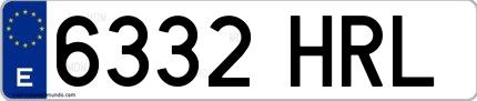 Ejemplo de matrícula española 6332 HRL