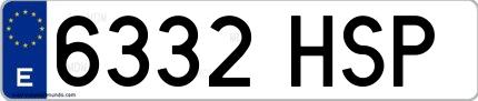 Ejemplo de matrícula española 6332 HSP
