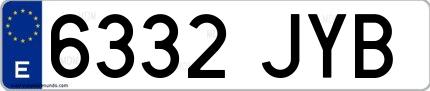 Ejemplo de matrícula española 6332 JYB