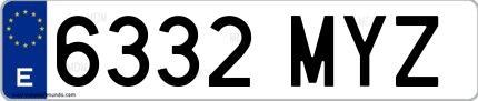 Ejemplo de matrícula española 6332 MYZ