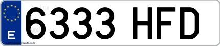 Ejemplo de matrícula española 6333 HFD