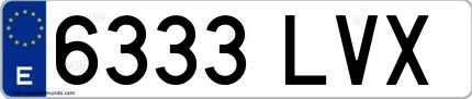 Ejemplo de matrícula española 6333 LVX