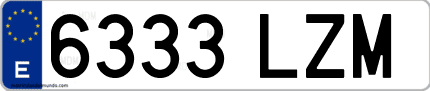 Ejemplo de matrícula de coche ordinaria 6333 LZM