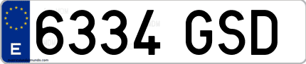 Ejemplo de matrícula de coche ordinaria 6334 GSD