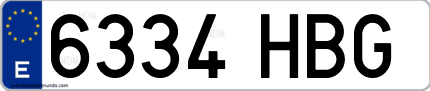 Ejemplo de matrícula de coche ordinaria 6334 HBG