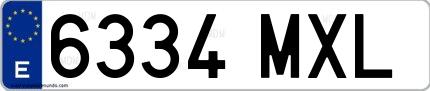 Ejemplo de matrícula española 6334 MXL