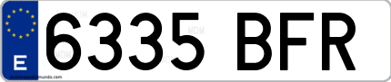 Ejemplo de matrícula de coche ordinaria 6335 BFR