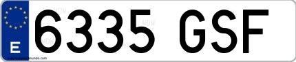 Ejemplo de matrícula española 6335 GSF