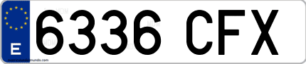 Ejemplo de matrícula de coche ordinaria 6336 CFX
