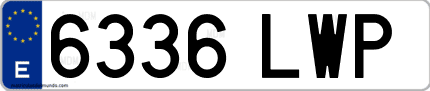 Ejemplo de matrícula de coche ordinaria 6336 LWP