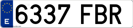 Ejemplo de matrícula de coche ordinaria 6337 FBR