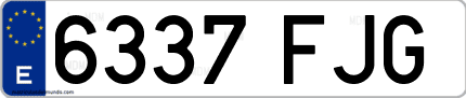 Ejemplo de matrícula de coche ordinaria 6337 FJG