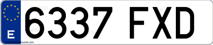 Ejemplo de matrícula de coche ordinaria 6337 FXD