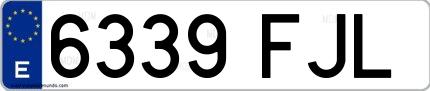 Ejemplo de matrícula española 6339 FJL