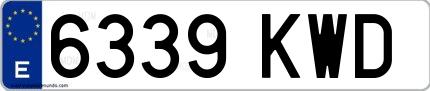 Ejemplo de matrícula española 6339 KWD