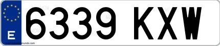 Ejemplo de matrícula española 6339 KXW