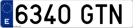 Ejemplo de matrícula de coche ordinaria 6340 GTN