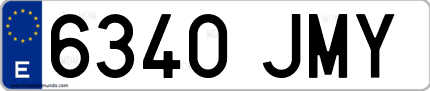 Ejemplo de matrícula de coche ordinaria 6340 JMY