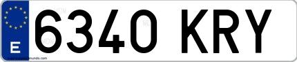 Ejemplo de matrícula española 6340 KRY