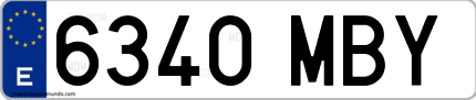 Ejemplo de matrícula de coche ordinaria 6340 MBY
