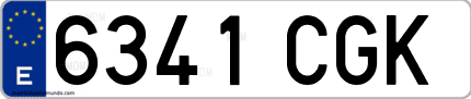 Ejemplo de matrícula de coche ordinaria 6341 CGK