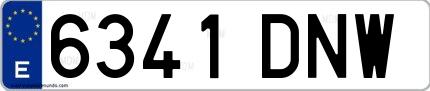 Ejemplo de matrícula española 6341 DNW