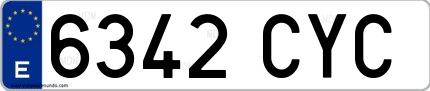 Ejemplo de matrícula española 6342 CYC