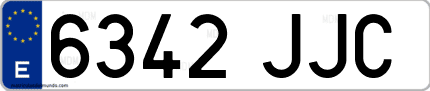 Ejemplo de matrícula de coche ordinaria 6342 JJC