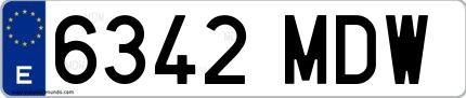Ejemplo de matrícula española 6342 MDW