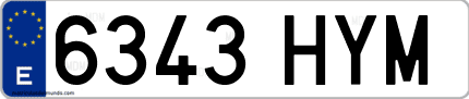 Ejemplo de matrícula de coche ordinaria 6343 HYM