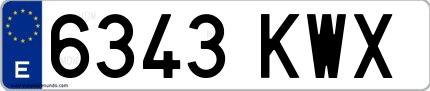 Ejemplo de matrícula española 6343 KWX