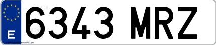 Ejemplo de matrícula española 6343 MRZ