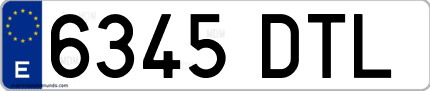 Ejemplo de matrícula de coche ordinaria 6345 DTL