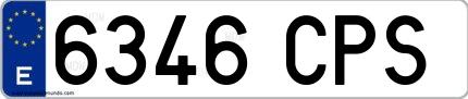 Ejemplo de matrícula española 6346 CPS